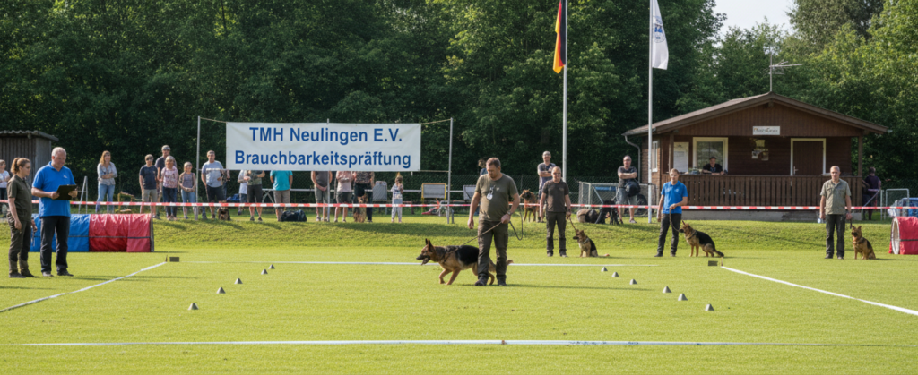 Szene aus einer Brauchbarkeitsprüfung auf einem Hundeübungsplatz